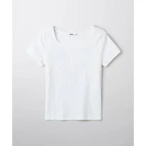 SPAO 스파오 [코튼스판] 골지 스퀘어넥 세미크롭 반팔티_SPRWF26G05 547640