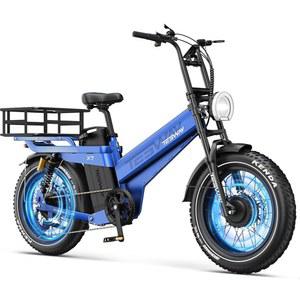 테스웨이 듀얼 모터 전기 자전거 3000W 52V 60AH 최장 주행거리 200마일 자전거, 업그레이드 4피스톤 유압 브레이크 및 6겹 풀 서스펜션, 오프로드, 출퇴근, 여행용 20인치 팻 타이어 E 바이크 2인승