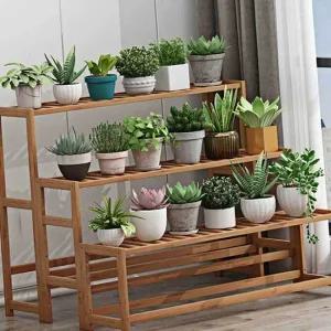 우드 그린 다육 식물 모던 화분 진열대 2단 실내 다육이받침대 실내조경 계단형진열대 화단