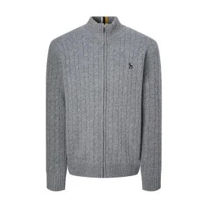 [헤지스]헤지스 그레이 짜임 울혼방 집업니트 WHSW4D328G2