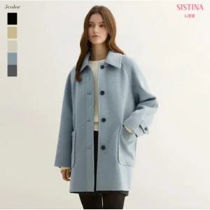 [롯데백화점]시스티나 여성 울 핸드메이드 레글런 카라 하프 코트 겨울 데일리