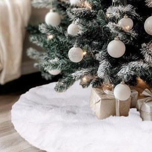 메리 크리스마스 파티 크리스마스 트리 장식을 위한 48인치 토끼털 크리스마스 트리 스커트 화이트 플러시 스커트