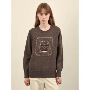 갤러리아 올리비아로렌 라운드 자수 풀오버 니트 VOCBL4W9411