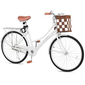 여성용 비치 크루저 바이크, 바구니가 있는 여성용 24인치 바이크, 조절 가능한 시트가 있는 여성용 바이크, 싱글 스피드 시티 통근 크루저 바이크, 랙 앤 락이 있는 바이크