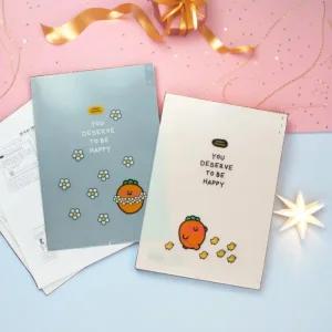 핑크풋 당근 3포켓 파일 A4 클리어파일 귀여운 L화일 계약서 레포트 인덱스 문서보관