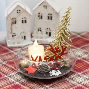 아트박스/플라워트리 크리스마스 장식 화병 LED 양초 크리스탈펄트리 18cm