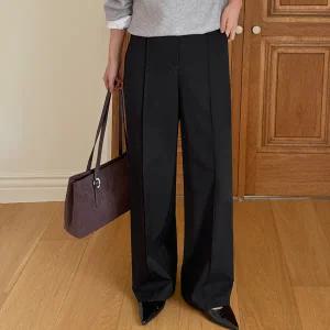 [제작/빅사이즈]이블렛 벤레티 뒷밴딩 핀턱 세미와이드 슬랙스 제이스타일