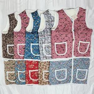 RTY 보아털 꽃무늬 겨울조끼 복고패션 할머니 어머니 시골조끼 김장조끼
