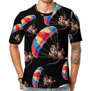 낙하산 쥐 남성 티셔츠 반팔 티 하와이안 셔츠 여름 탑 캐주얼 운동