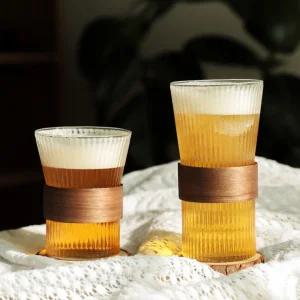 컵홀더 커피잔 내열유리컵 홈카페 투명 예쁜 8종 이든 우드 310ml 450ml 인스타