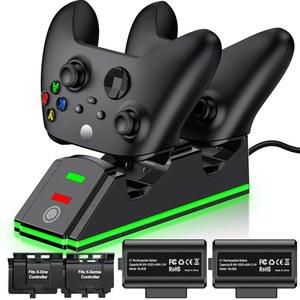 Xbox Series X/S/One/Elite 컨트롤러용 4320mWh 충전식 배터리 2팩이 장착된 Xbox 컨트롤러 충전소, 4팩 커버가 있는 듀얼 충전 도크