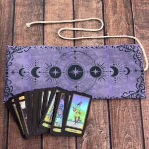 블랙 선문 타로 카드 보관 가방 테이블보 점술 마법 신비로운