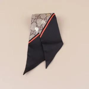 GG 꿀벌 실크 넥보우 스카프 블랙 499226 3G001 1074 [여주아울렛]