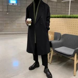 남성 출근룩 하프 코트 겨울 모직 오버핏 더블 트렌치 빅사이즈 스포M4