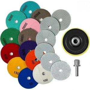 전동드릴광택패드 유막제거 12개 3-7인치 다이아몬드 연마 패드 후크 루프 백킹 홀더 화강암 석영 타일 유