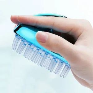 헤어 실리콘 브러쉬 광블루/두피 샴푸 각질 케어 마사지 브러시 빗 샤워 샴프 머리 맛사지 지압 부러쉬 관