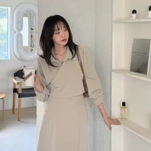 [빅사이즈]이블렛 페온디 랩 셔츠 블라우스 제이스타일