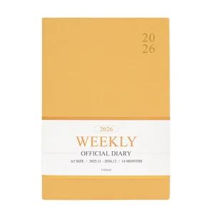 인디고 다이어리 2026 오피셜 A5 위클리 스케줄러 (날짜형 25절 주간) 업무용 (밀키옐로우)직장인 인플래너