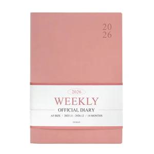 인디고 다이어리 2026 오피셜 A5 위클리 스케줄러 (날짜형 25절 주간) 업무용 (핑크무스)직장인 인플래너