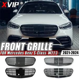 광택 블랙 마이바흐 스타일 프론트 범퍼 그릴 벤츠 S 클래스 W223 S450L S500