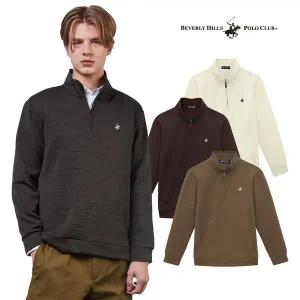 [비버리힐스폴로클럽]남성 로고 엠보 하프 집업 티셔츠