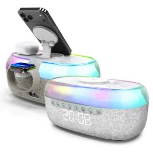 올인원 아이폰 갤럭시 맥세이프 무선충전기 탁상용 알람시계 블루투스 스피커