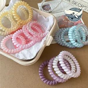 귀여운 스프링 헤어줄 컬러풀 여성 머리 끈 포니테일머리끈