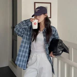 [빅사이즈]이블렛 비엔쥬 체크 포켓 셔츠 제이스타일