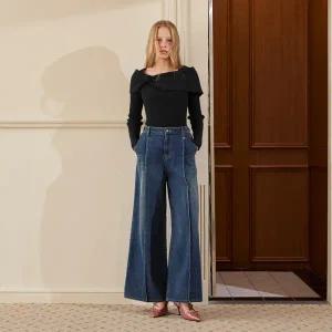 [롯데백화점]에고이스트 [BL] 와이드 턱 속기모 데님 팬츠(ER4ODP02)