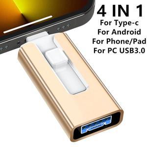 전화 USB 3.0 256GB 32G Usb 플래시 드라이브 4 IN 1 For iphone iPad 안드로이드 외부 저장 장치 128GB Pe