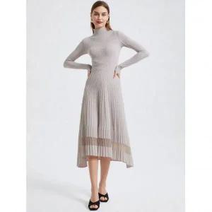 에고이스트 [핫플데이특가] 라이트그레이 골지 반폴라 롱 원피스 EM4KO161922355