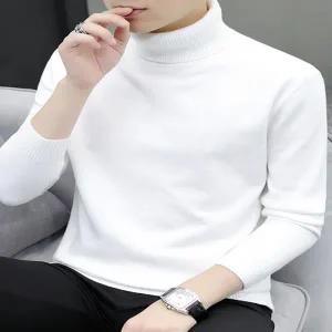 터틀넥 목 티 폴라 캐시미어 니트 기모 스웨터 트렌디한 남성 겨울 스타일 슬림 2025 단색 바텀 셔츠