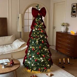 시그니처 리본 원터치 트리 크리스마스 원터치 접이식 팝업 트리 풀세트 오너먼트 트리리본 장식품 2size