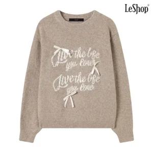 리본 포인트 레터링 자수 니트 (DP4KT003A)