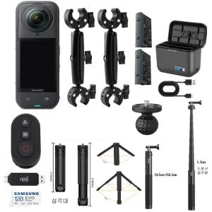 인스타 360 X5 대여 + 오토바이 자전거용 거치대 슈퍼클램프키트 드론샷셀카봉1.5m 블루투스 무선리모컨 수중사용안됨 부산울산인천김포/김해공항(전국택배)사비캠렌탈