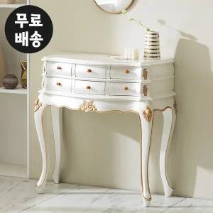 [벤티스가구]루 화이트 원목 콘솔 엔틱 테이블 현관 미니 슬림 거실 콘솔 수납장 복도장 2단