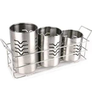 [콩심팥심]원형 3p-스텐 수저통 다용도 물빠짐통 수저꽂이 만능