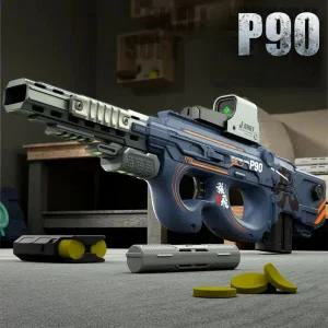 수정탄전동건 비비탄권총 풀메탈권총 P90/M416 소프트 플라이어 총알 장난감 총 전동 소총 모델 야외 사격