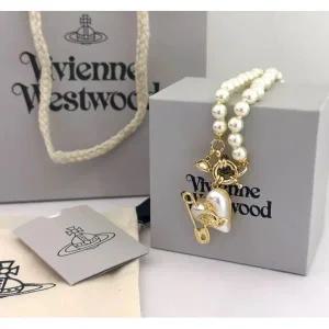 미국 비비안 웨스트우드 안전핀 하트 진주 초커 새 상품 405592977946