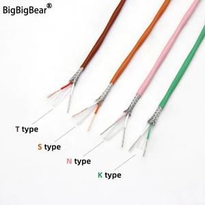 1/5/10M K T N S  열전대 와이어 2 코어 PTFE 절연체 차폐 라인 고온 측정 보정 케이블