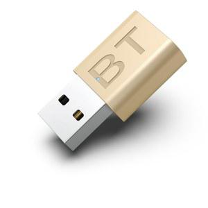 QOFOWIN 미니 2-in-1 USB 블루투스 수신기, 가정용/자동차 스테레오 사운드 시스템용 5.4 무선 오디오 어댑터 3.5mm 카 키트 음악 케이블 포함 어댑터(Auxin)(노란색)