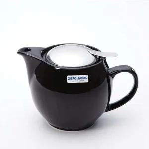 제로재팬 도자기 라운드 티포트 450ml 블랙 차포트 2인용티포트 차주전자 티주전자 도자기주전자 티팟
