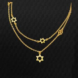 153골드  [최신]24K 순금 SHLA 1342 David Star 목걸이 11.25g(3돈) 목걸이. 특수공법. 유무광콤비