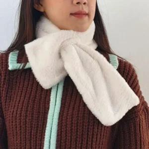겨울목도리 화이트 페이크퍼 겨울 머플러 미니 (49KMr)