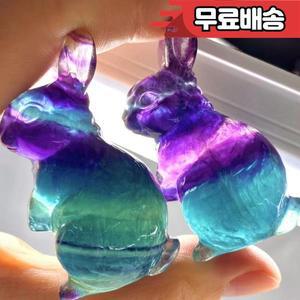 천연 석영 무지개 토끼 크리스탈 동물 물고기 탱크 조경 치유 홈 인테리어