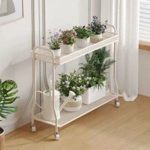 심플 이동식 화분 선반 진열대 2단 철제 거실 식물 다이