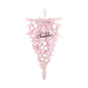 WJJHERRH 크리스마스 티어드롭 스웨그, 23.6인치 홀리데이 장식 거꾸로 라탄 걸이 화환 벽 걸이문 트리 - 핑크, 210719XU07-1#FZK14, A1