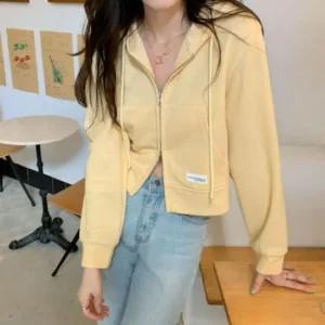 간절기 아래 위 숏 오픈 지퍼 후드 후드티 크