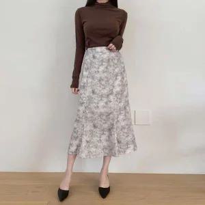 [하프클럽/]여성 인어공주 하이웨스트 플라워패턴 롱스커트