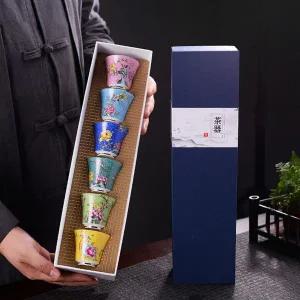 [골드스마일]다기 예쁜 찻잔 6p 보이차 잔 도자기 머그컵 꽃무늬찻잔 꽃무늬다기